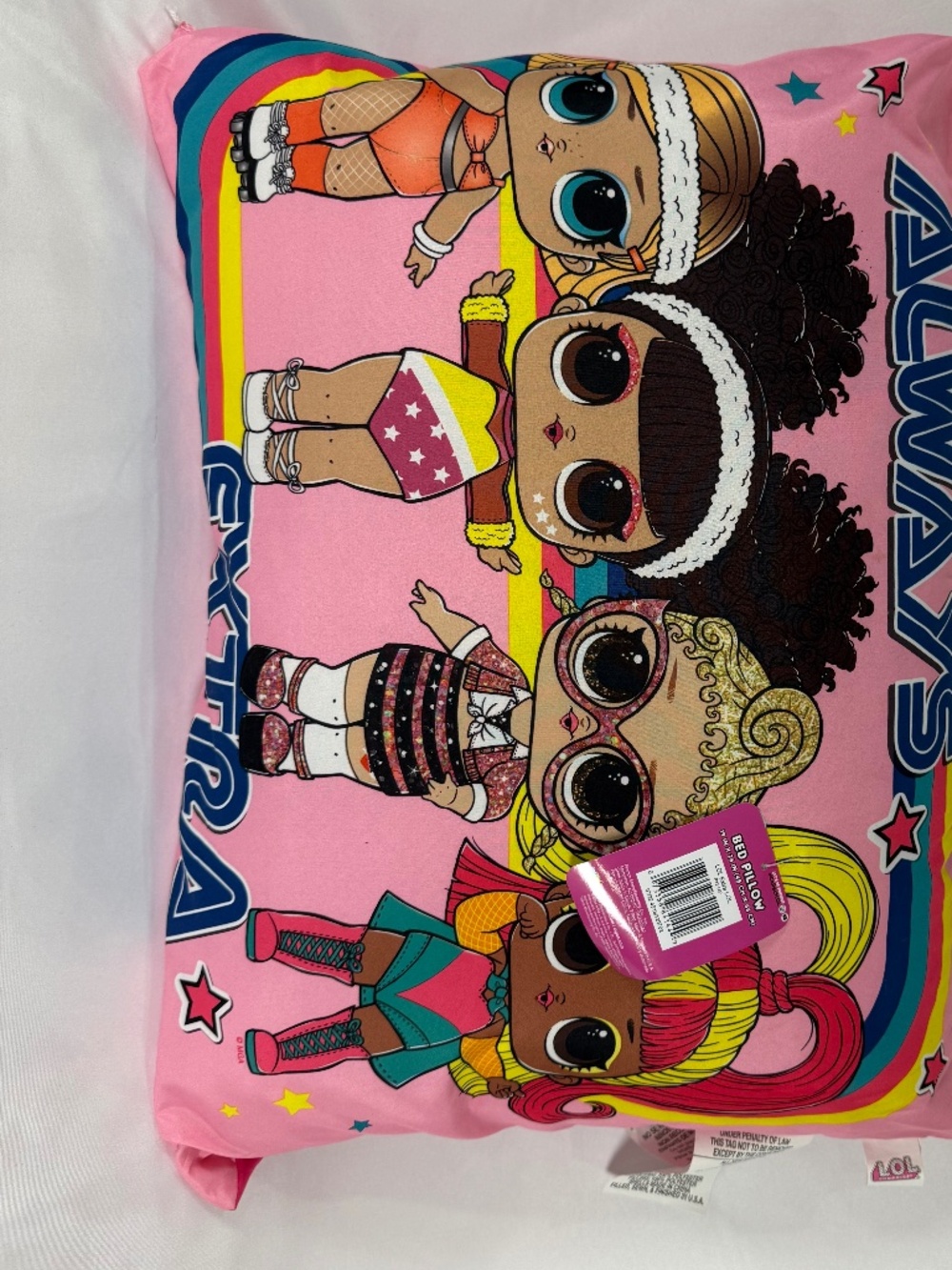 L.O.L. Surprise Always Extra Pillow 19x26 Boogie Babe Splits Pink Baby NWT